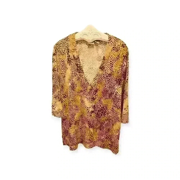 Chico's Sweaters - Chicos size 3 animal print lightweight v neck sweater with sequins